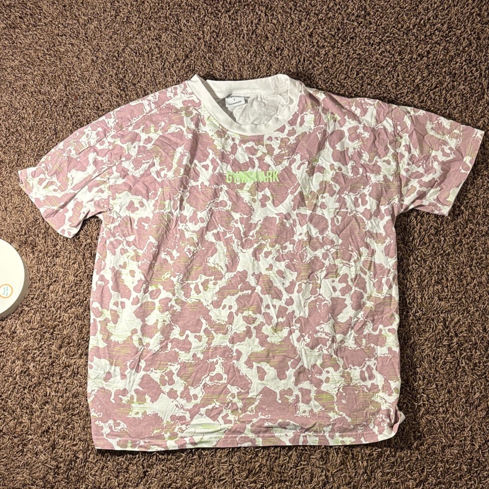 Gymshark Pink and White Camo Kids Tee